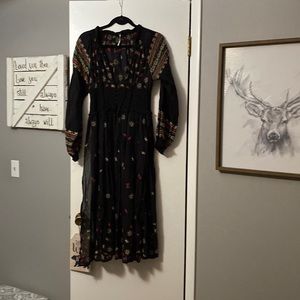Free People black Tribal print kimono style  dress